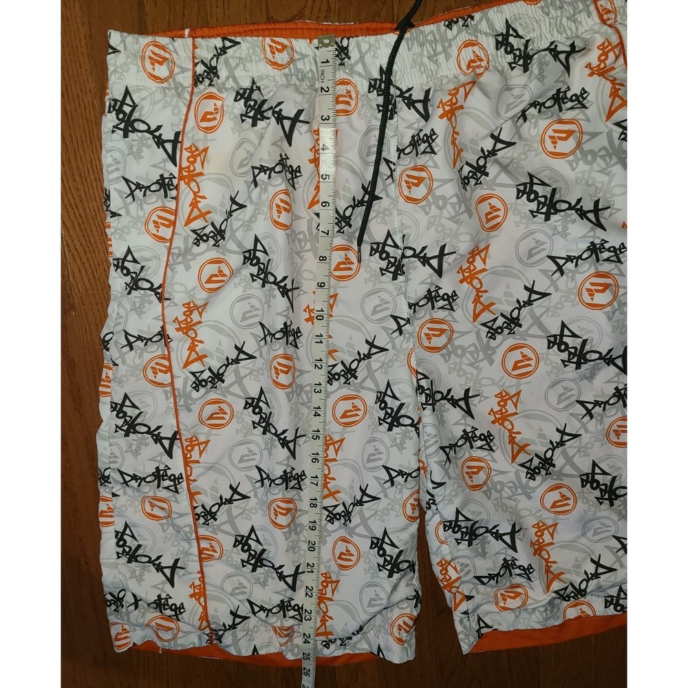 Men's Protege Reversible Shorts Graffiti Sz Lg Orange White Black Drawstring - Picture 4 of 9
